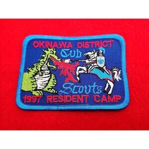 Vintage Okinawa District 1997 Resident Camp Cub Scouts Patch Dragons & Knights